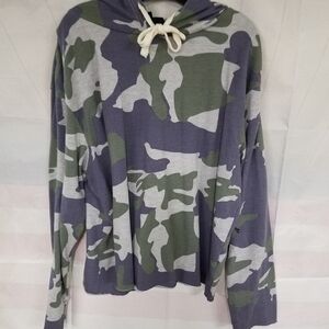 Stitch + Stardom Heather Grey Green Camo Hoodie Pullover 2x